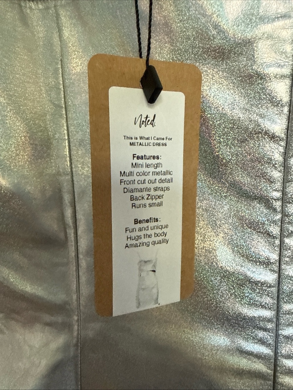 NWT Metallic Silver Cutout Mini Dress - Picture 5 of 7